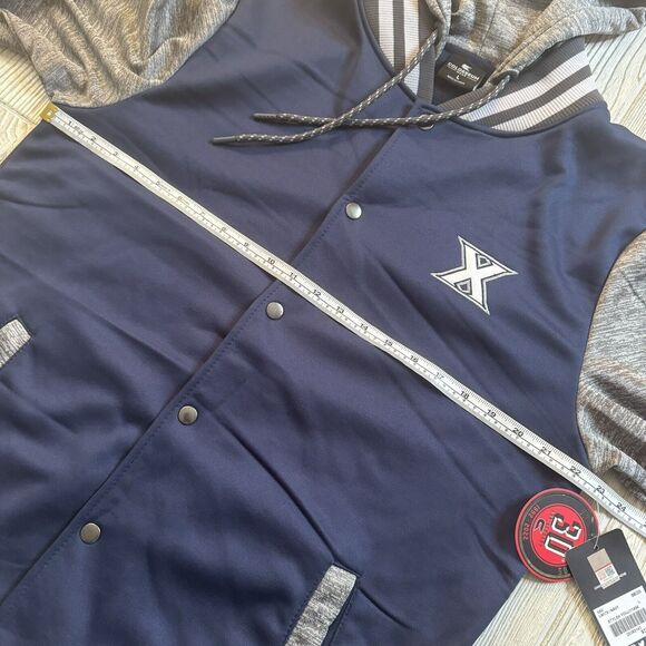 Colosseum Xavier Musketeers Logo Full Snap Hooded Jacket Men’s L Blue Gray New - Picture 11 of 14